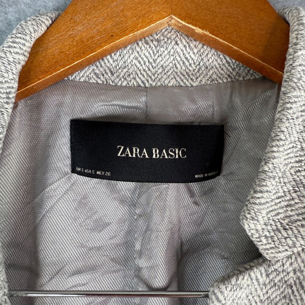 Zara Basic Gray Midi Button Up Long Sleeve Coat P… - image 3